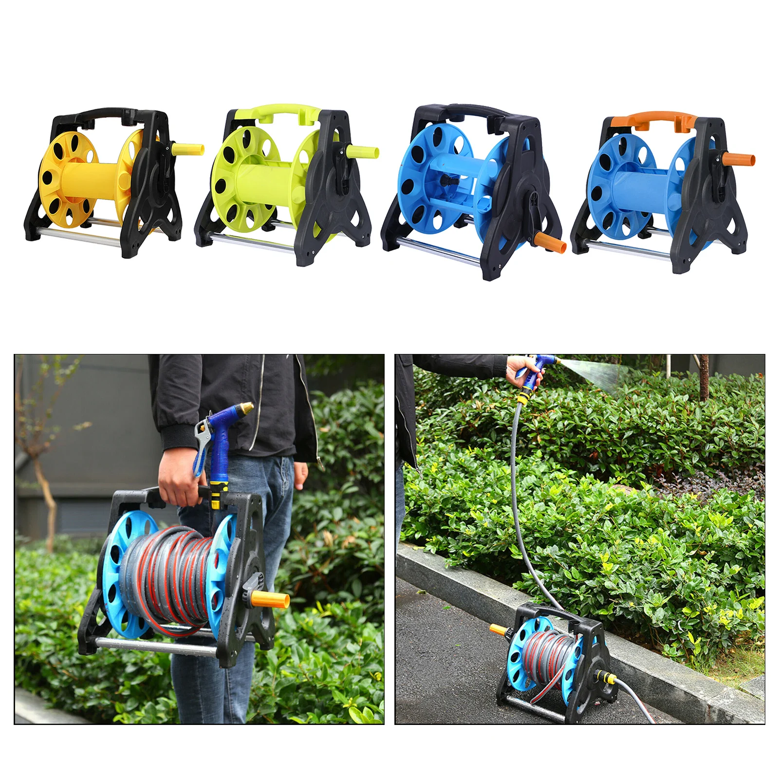 Portable Manual Garden Hose Reel Cart Water Pipe Organiser Garden Tool