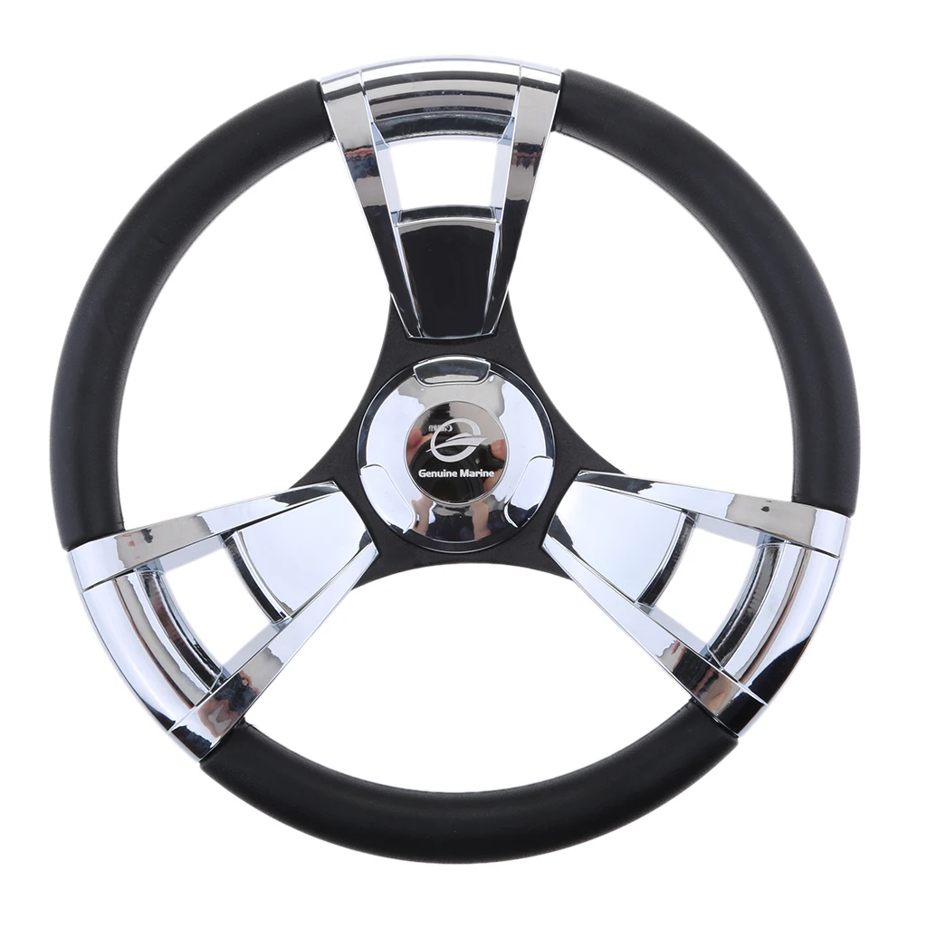 Boat Steering Wheel w/ Polished Chromed ABS 3 Spoke for Boat  Yacht
