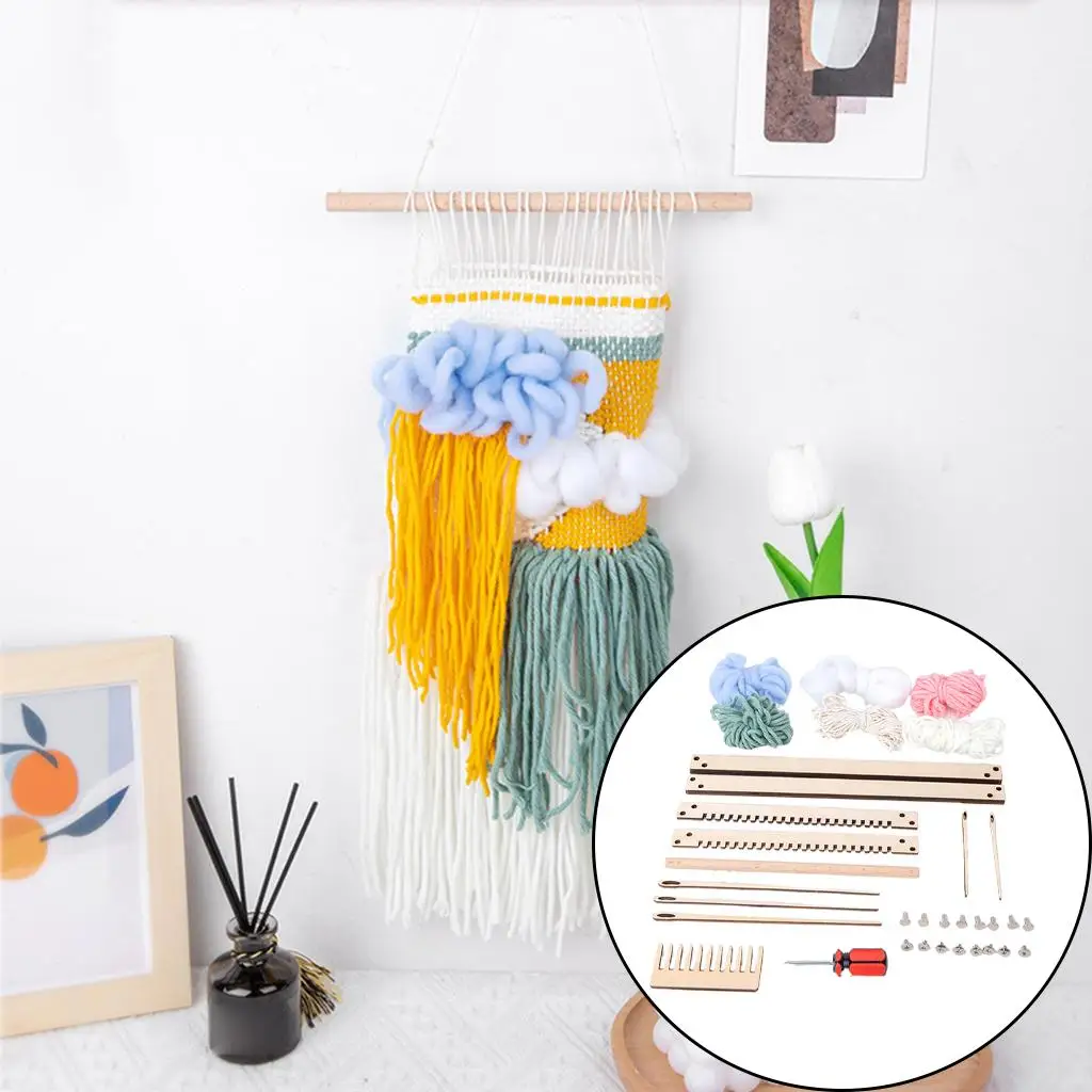 Wooden Weaving Loom Kit Tool Hand-Knitted DIY Tapestry Looms Craft with Needle Knitting Tool for Weaver Supplies Accessories