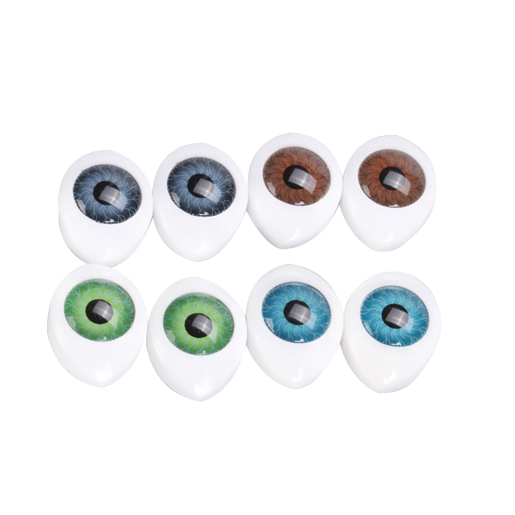 MagiDeal 4 Color 8Pcs Plastic Oval Hollow Back Plastic Eyes for Doll Animal Puppet Mask DIY Craft Toys Accessory 8mm