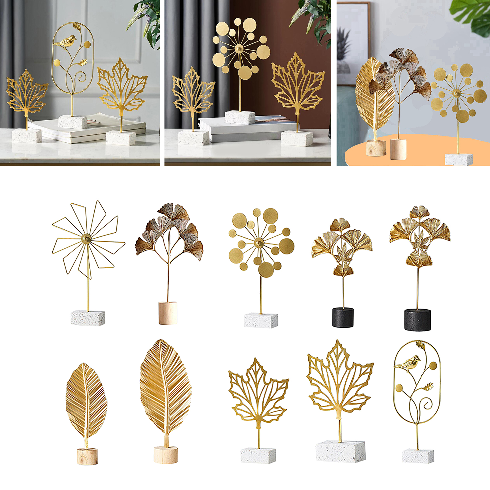 Art Leaf Shape Sculpture Decorative Ornament Figurine Statue Office Desktop