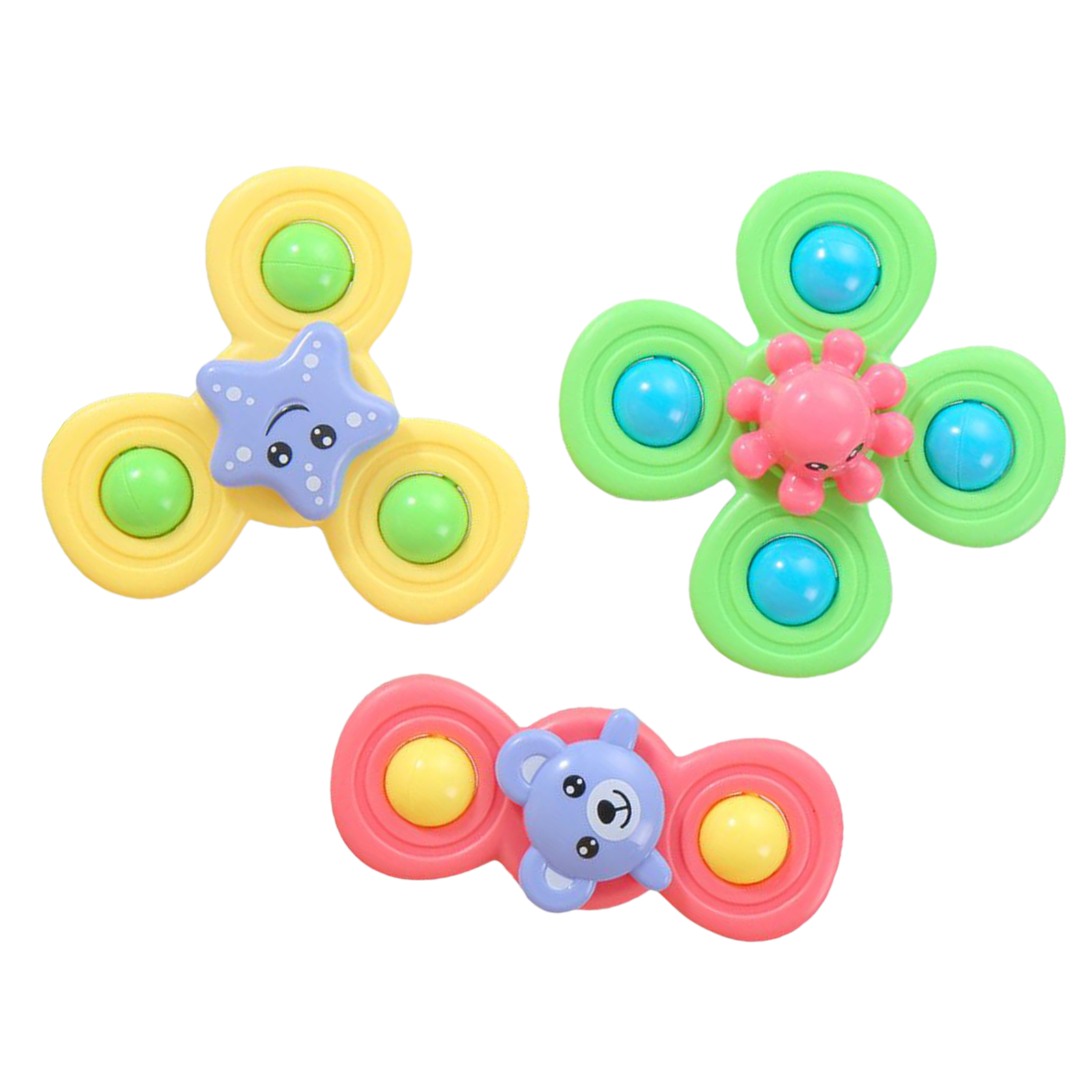 3x Interesting Baby Bath Toys Top Spin Spinning Top Sucker Toy Kids Gift