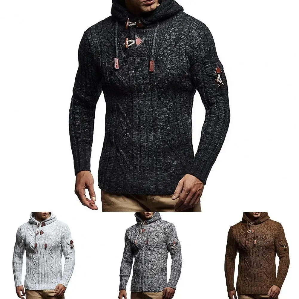 mens turtle neck Winter Sweater Practical Trendy Classic Pullover Sweaters Adjustable Drawstring Long Sleeve Men Knitwear gray sweater