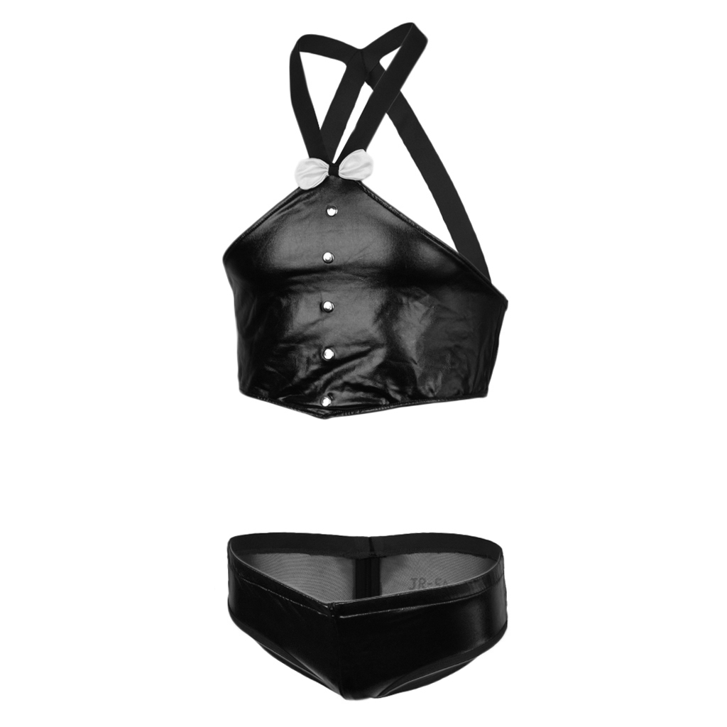 Men's Mentalic Halter Neck Body Chest Harness Belt Lingerie with Underpants
