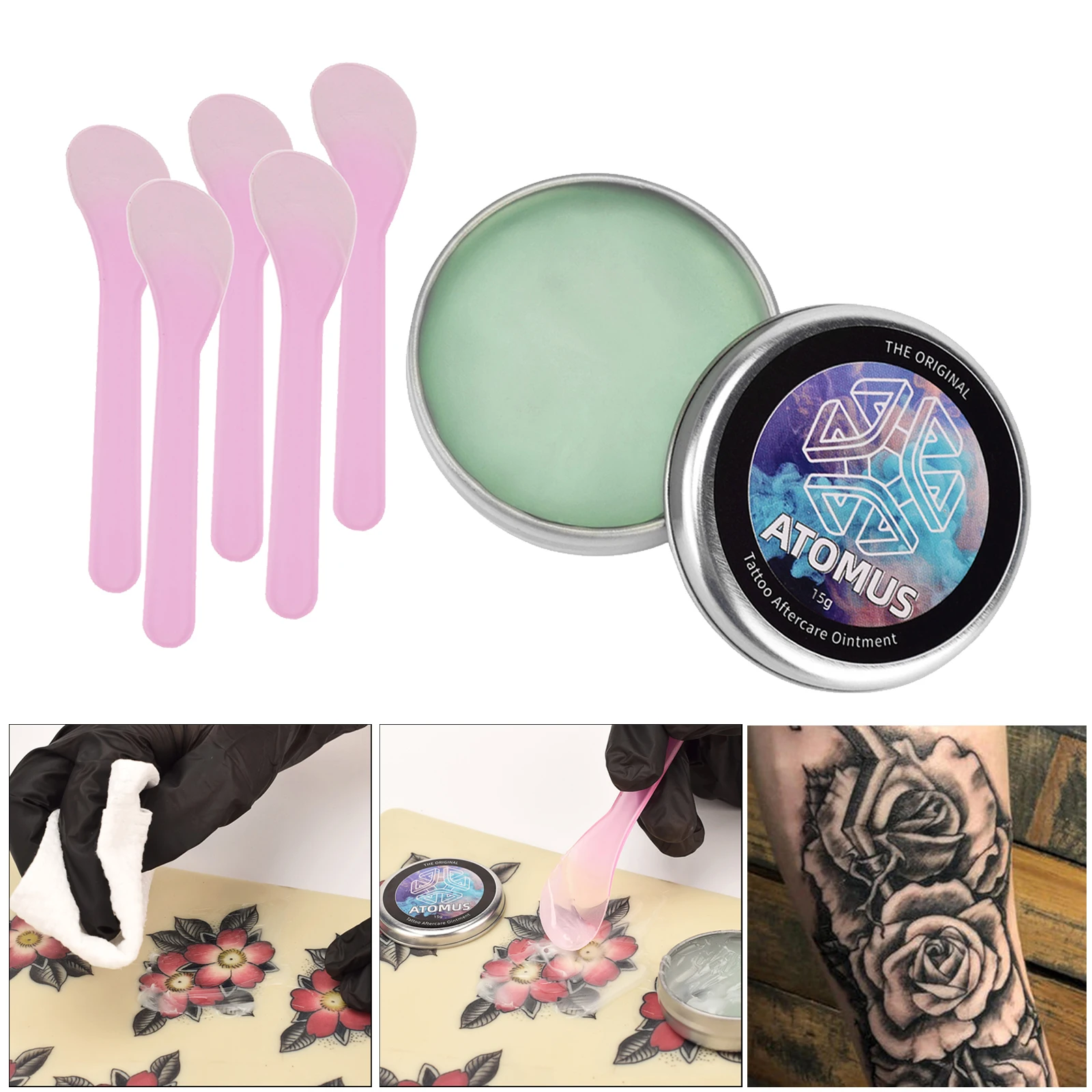 Tattoo Aftercare Cream 15g Moisturizing Ointment Scar  Disposable Plastic Scraper Spatulas Smooth Skin Recovery Body Care