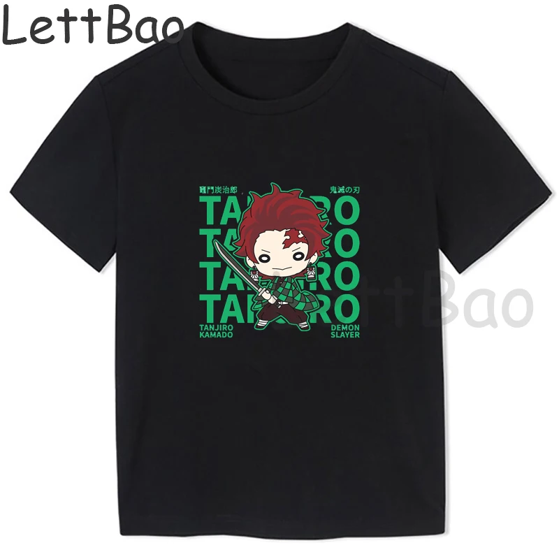 t shirt toddler girl	 Kawaii New Hot Anime Demon Slayer Tshirt Japanese Manga Tanjirou Inosuke Zenitsu T-shirt Funny Graphic Streetwear Kids Clothing t-shirt for kid girl