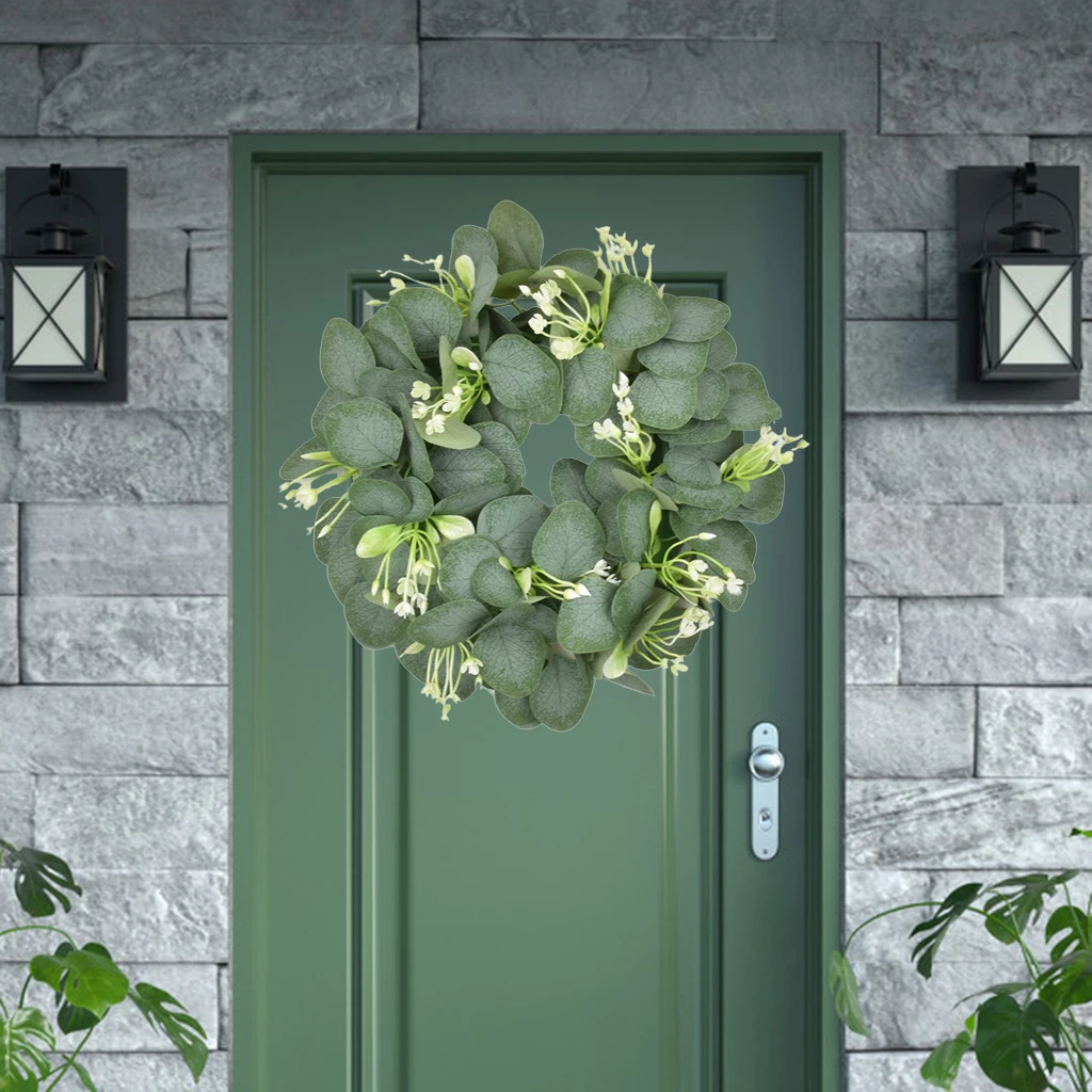 Faux Artificial Eucalyptus Wreath Fake Flower Garland Front Door Wall Decor