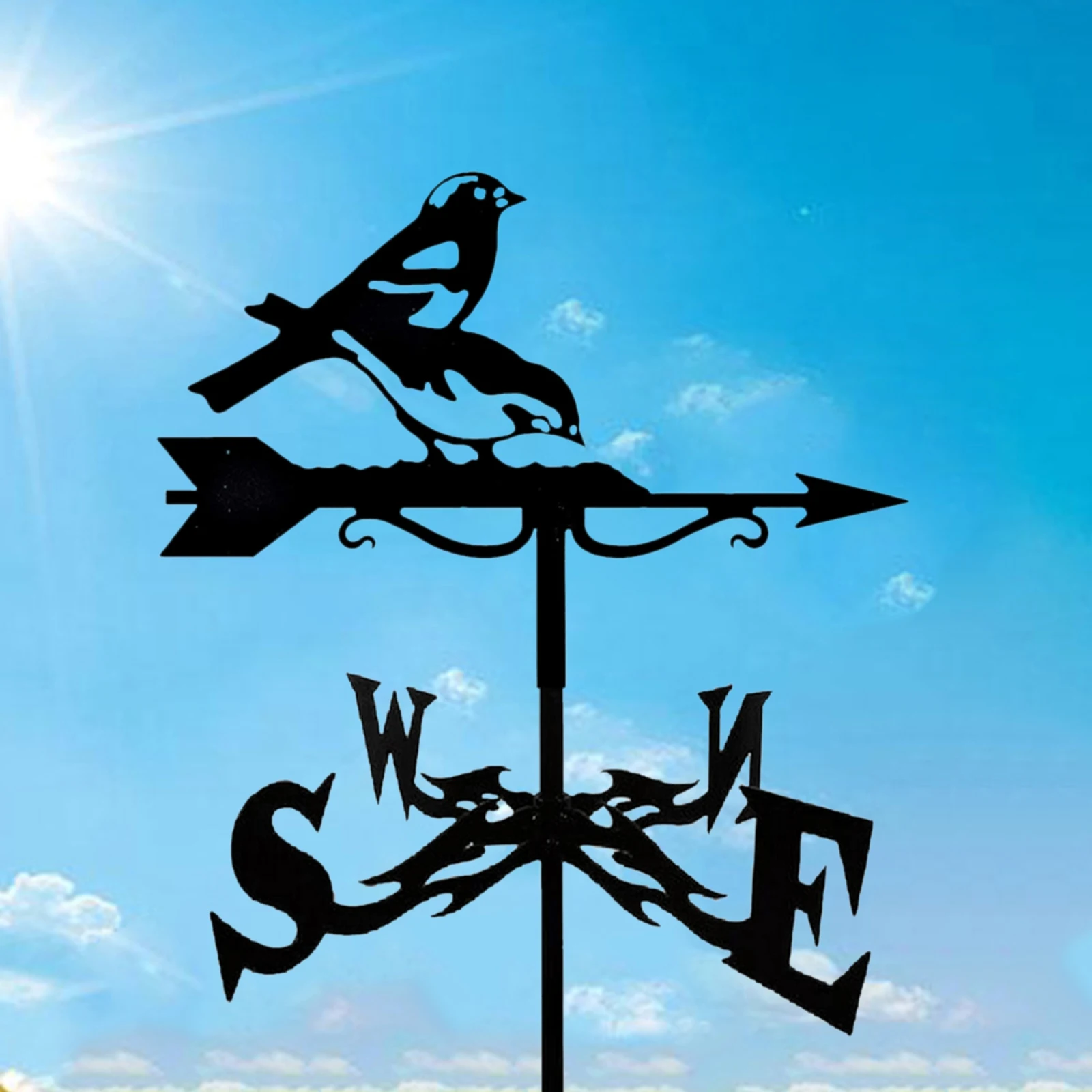 Metal Craft Wind Vane Weathervane with Animal Silhouette Ornament Roof Mount Weather Vane Farm Scene Garden Stake Art