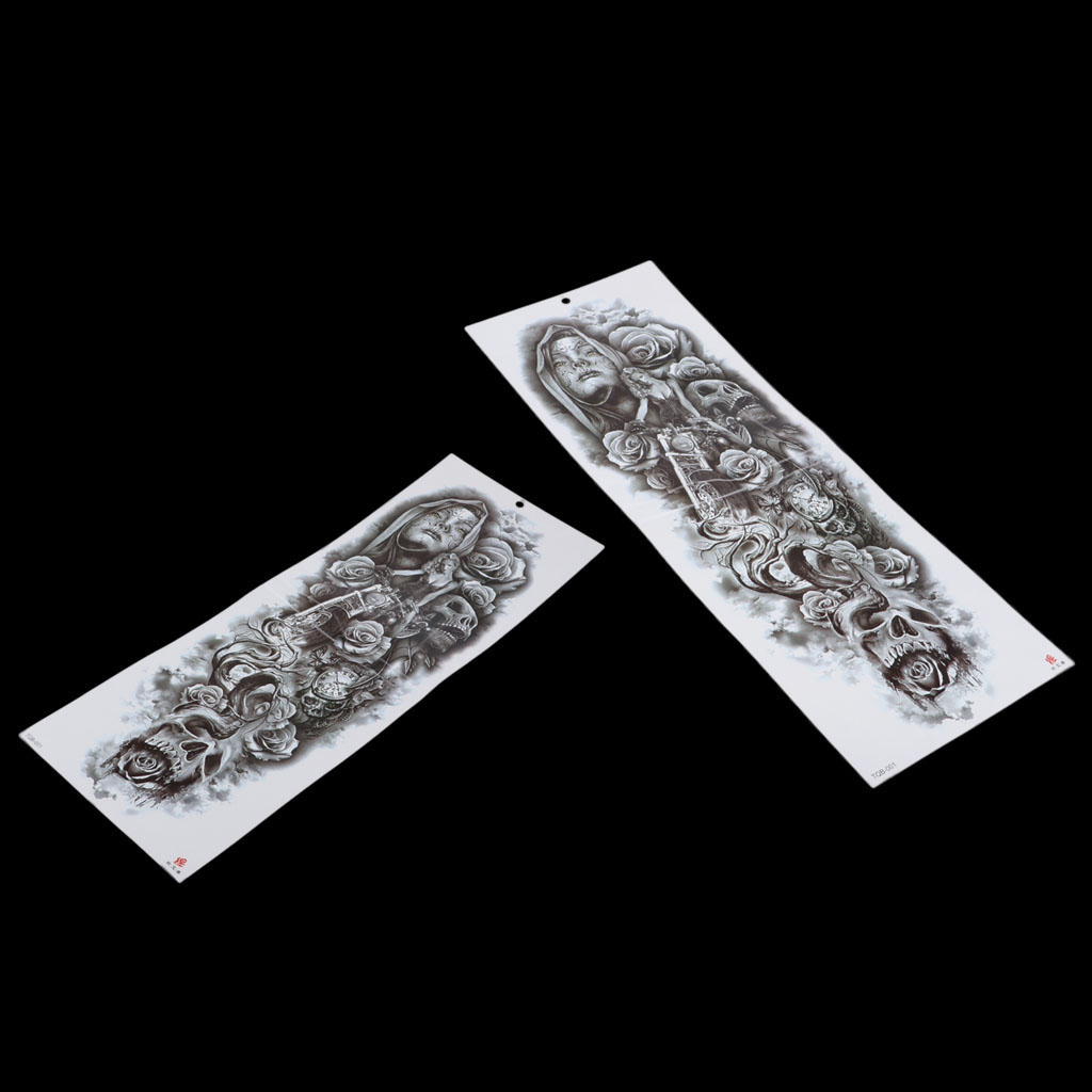 2Pcs Full Arm Waterproof Floral Arm Temporary Full Arm Tattoo