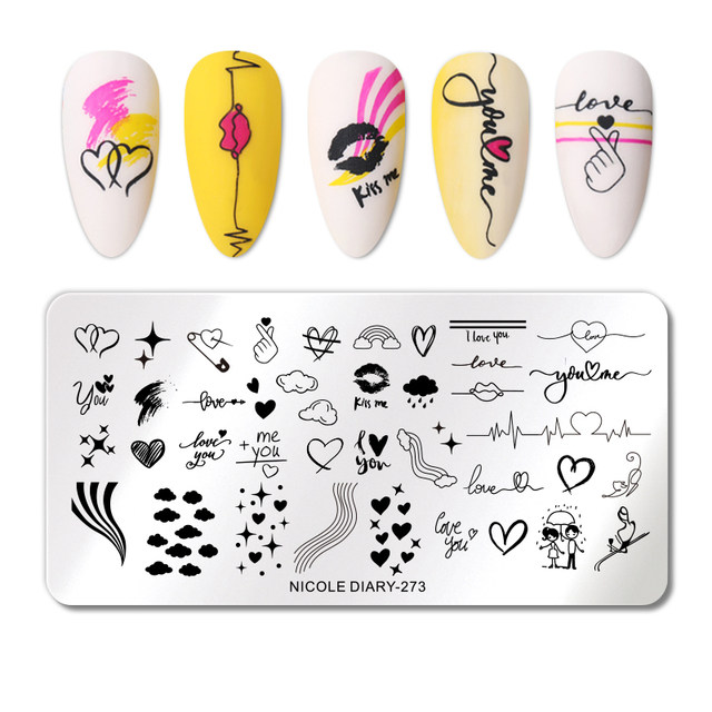 Nicole Diary Heartbeat Nail Stamping Plates Sweet Heart Lips Printing  Stencil Manicuring Art Stamp Templates Nail Tools - Nail Templates -  AliExpress