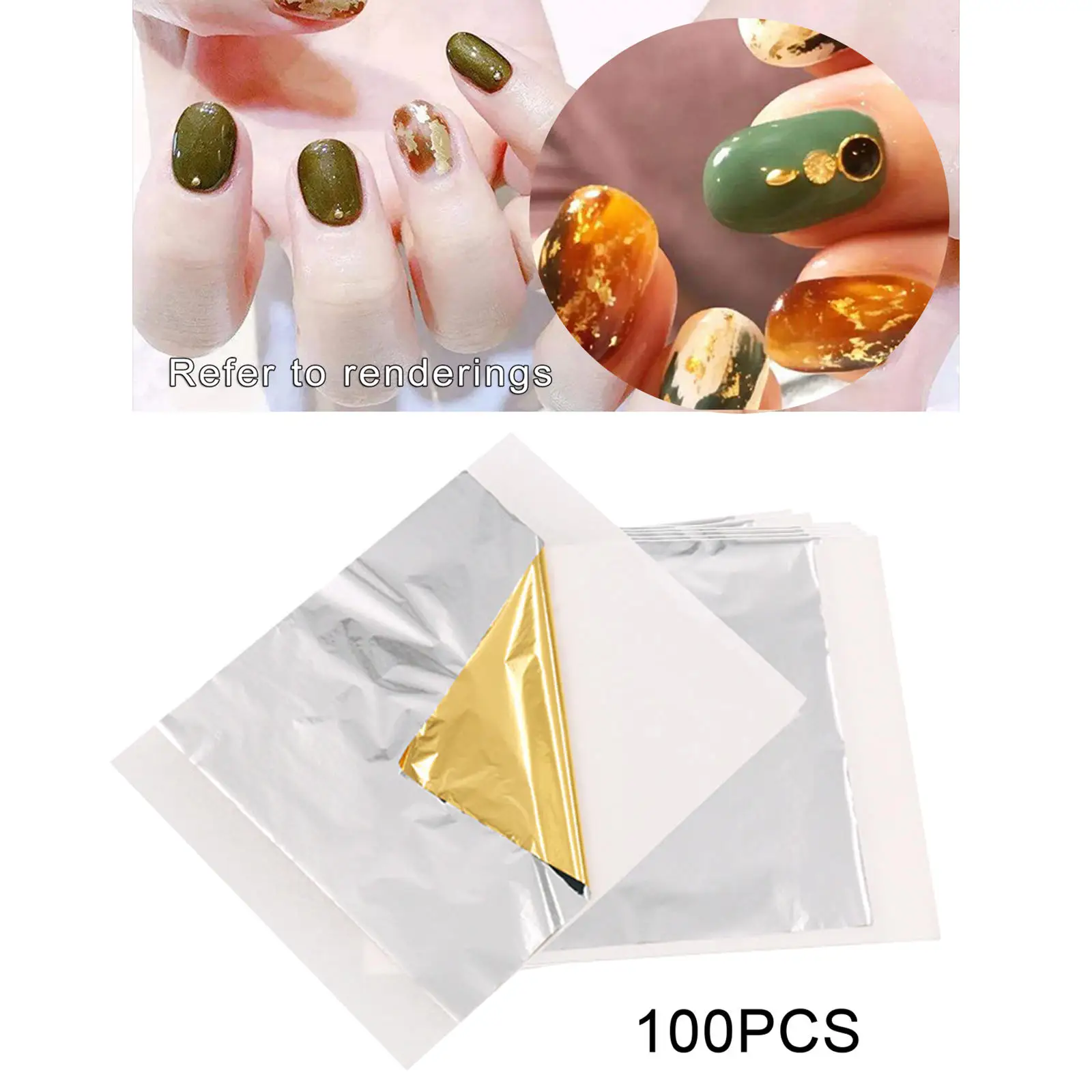 100 Sheets Gold Foil Leaf Nail Art Paper for Holiday Decoration Nail Manicure Gilding Crafting Nail Painting Home Craft