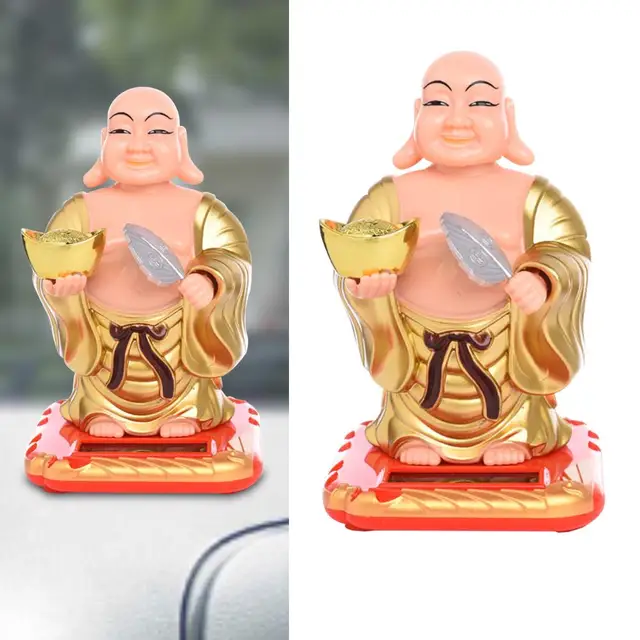 Auto Innen Ornamente Solar Gepudert Buddha Statue Flip Klappe Topf Schaukel Spielzeug  Auto Home Office Ornament - AliExpress
