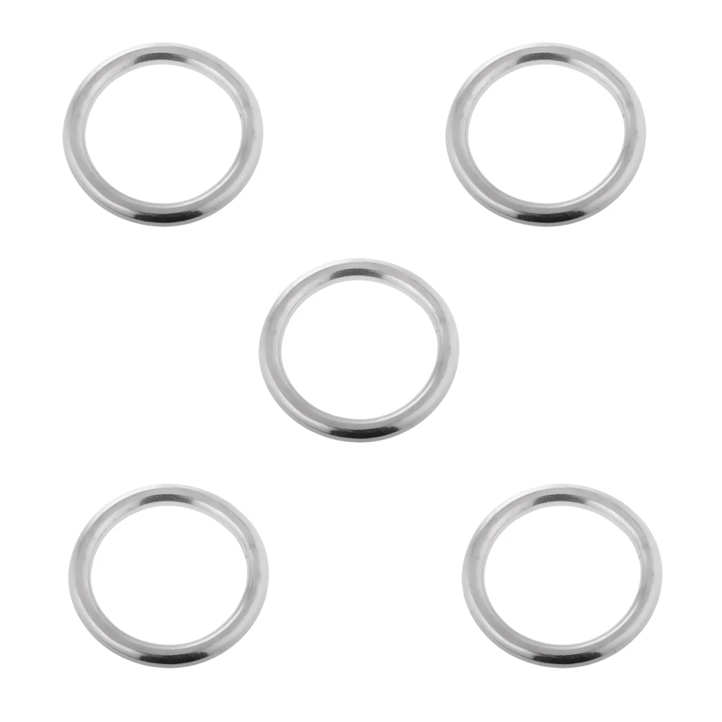 5-set Polished 304 Steel Round O Rings Marine Boat Welded 15/ 20/ 25/ 30/ 35mm