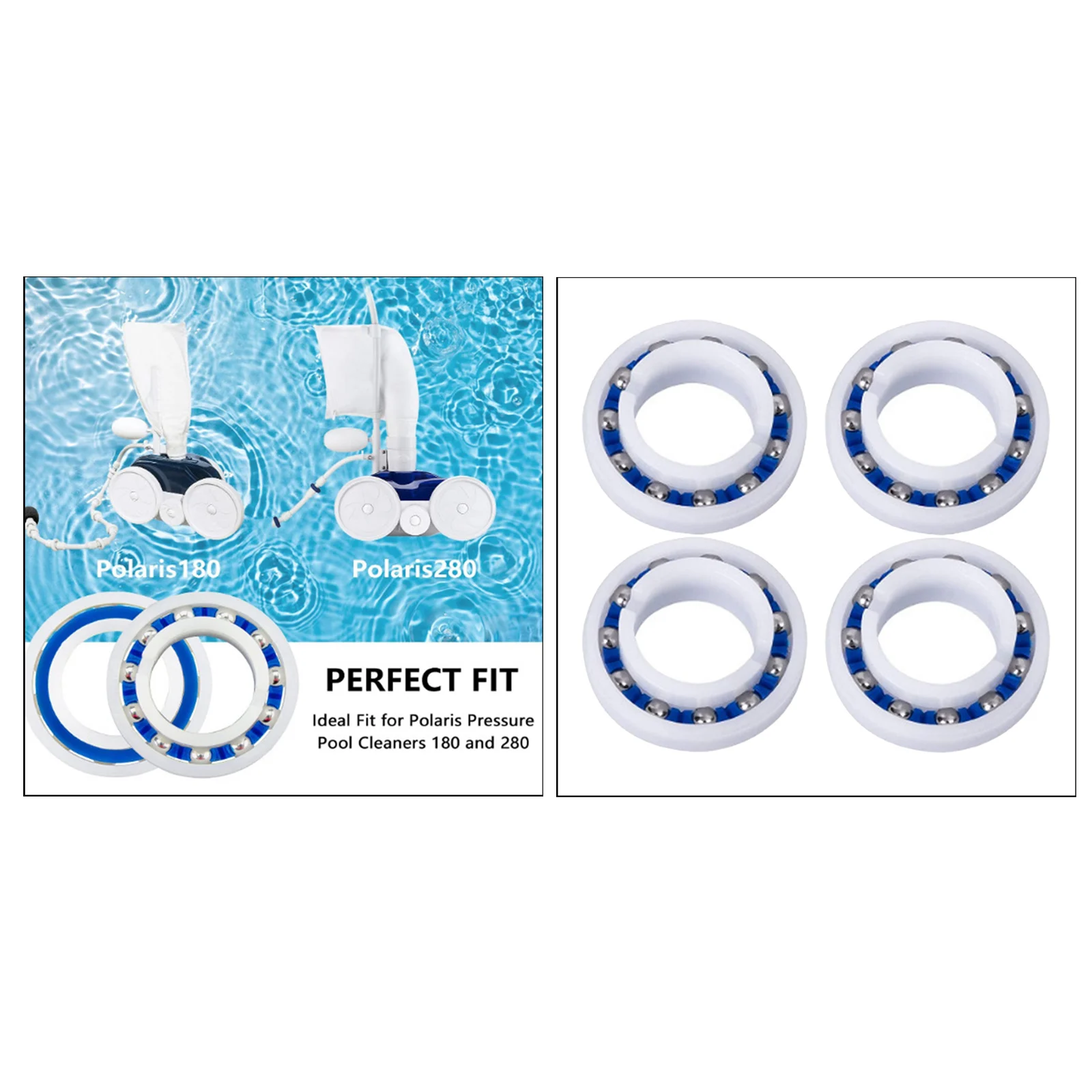 4 Pack Wheel Bearings Replacement for Polaris 180/280 Pool Clean Machine Pool Cleaner Spare Parts Accessories