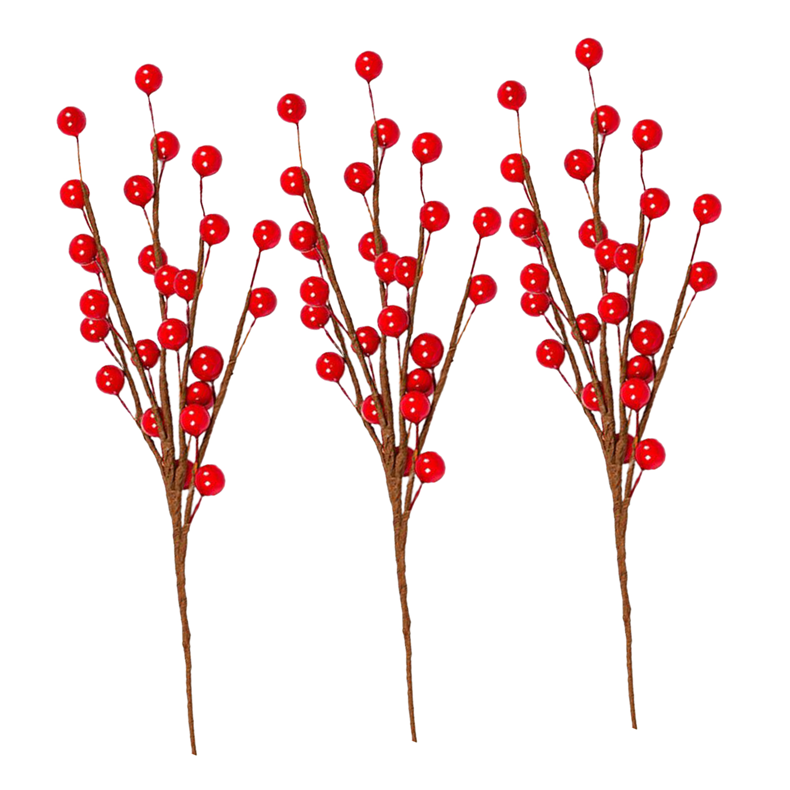 3pcs Artificial Pine Picks, Christmas Red Berries Pine Cones Stems, Mini Stimulation Red Berries Branches