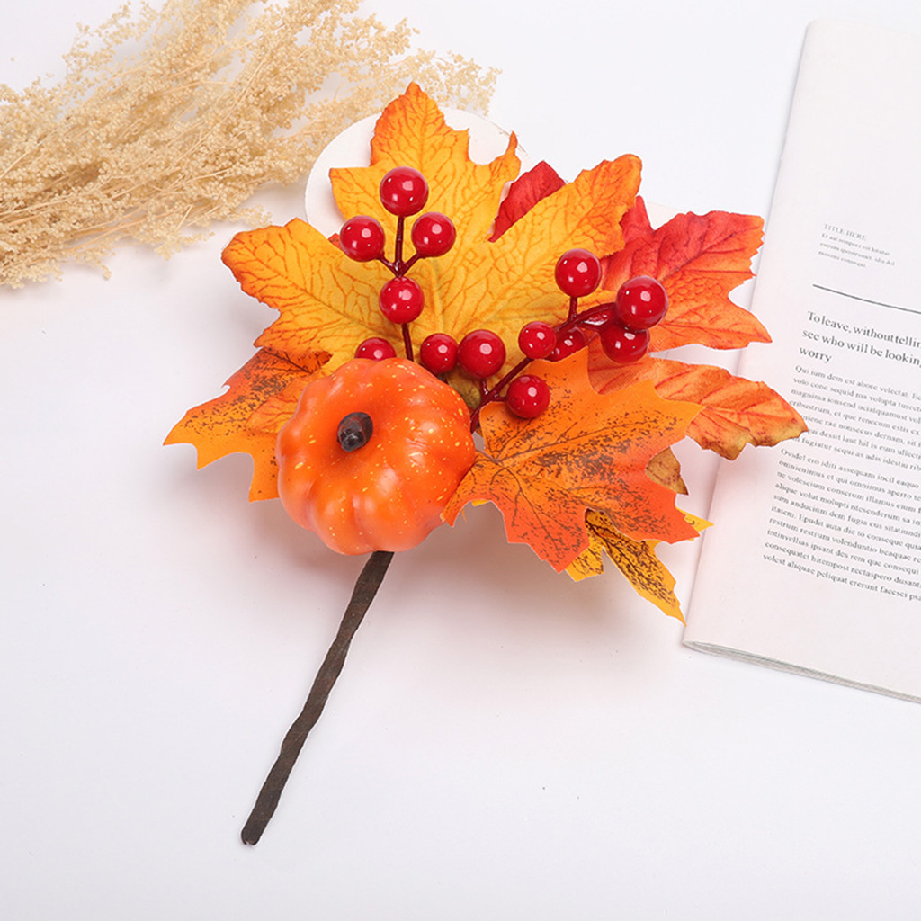 Plug-in Artificial Maple Leaves Vine with Pumpkin Garland Crafts Halloween Decor Events Home Kitchen Autumns Table Decoration