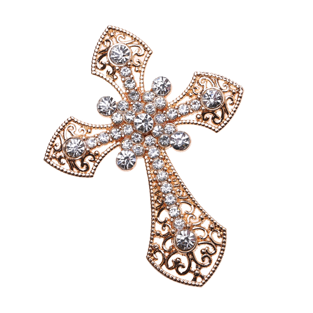 5 Pieces Crystal Cross Shape Embellishments Flatback for Scrapbooking Decoration Crafts 7.5x6.6cm