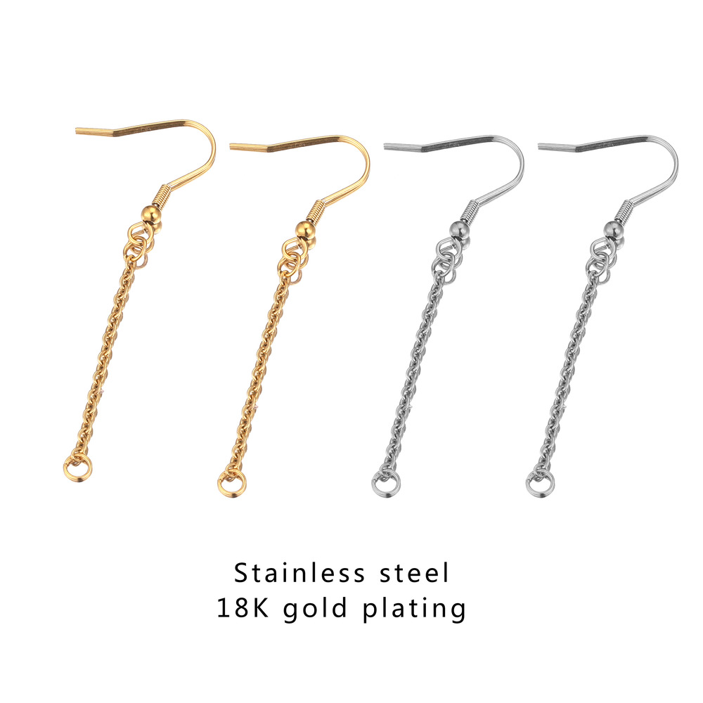 20pcs Gold Stainless Steel Earring Hooks Wires with Ear Earrings Pendant Charms Connector for diy Jewelry Making Finding Supplie