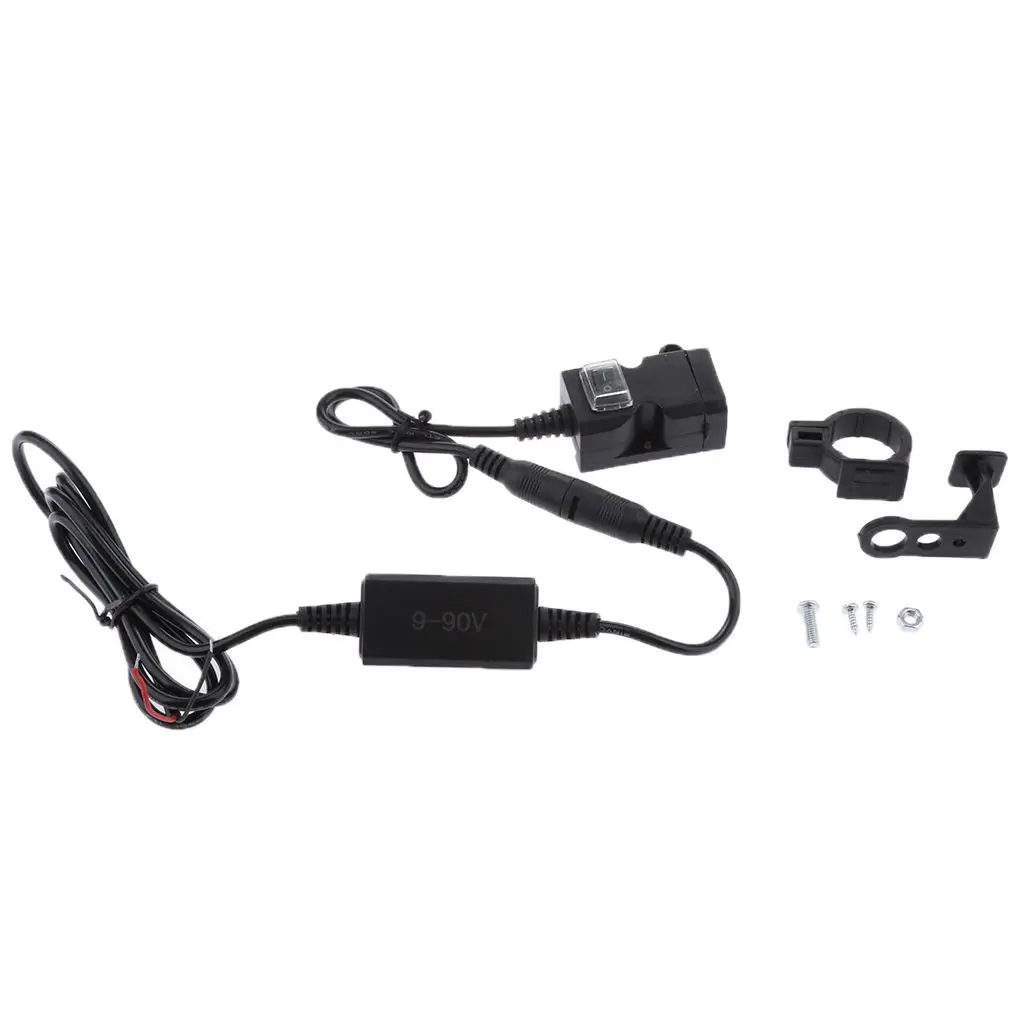 Motorcycle Scooter 9-90V Dual USB Port Charger Socket For Mobile Phone/Ipad/MP3
