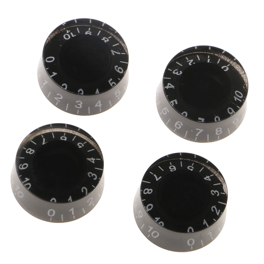 6mm Black Plastic  Control Knobs for   Electric Guitar 4pcs