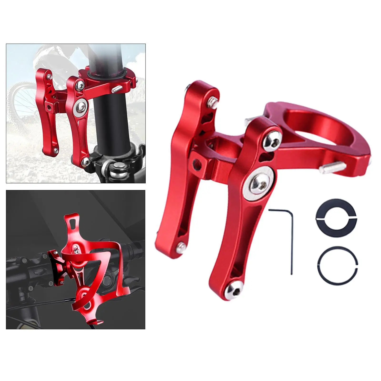Bicycle Bottle Cage Holder Strong Bike Handlebar Seatpost Mount CNC Machined Adapter Clamp Mount for MTB Mountain Bike Cycling