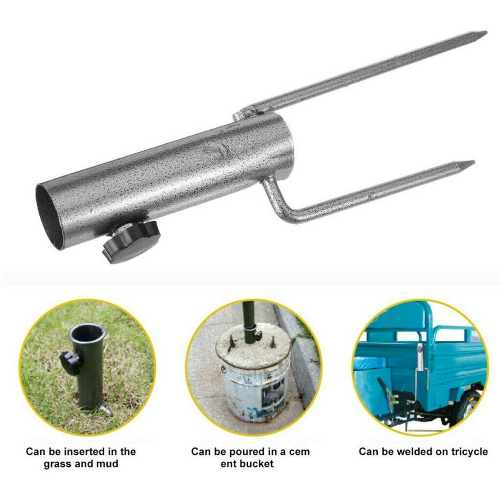 Patio Fishing Umbrella Base Stand Ground Spike Metal Heavy Duty Anchor