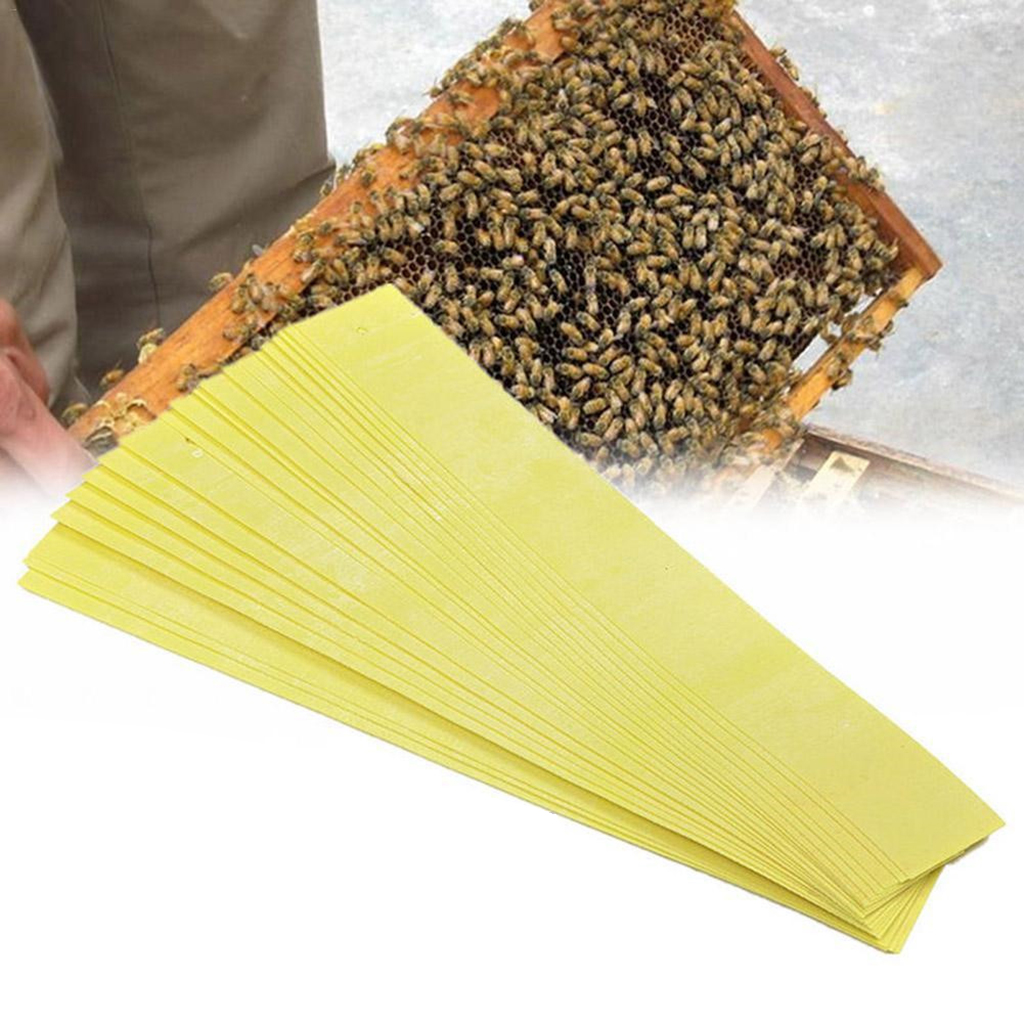 20 Strips Acaricide Beekeeping Fluvalinate Bee Mite Varroa Killer Strips, Yellow