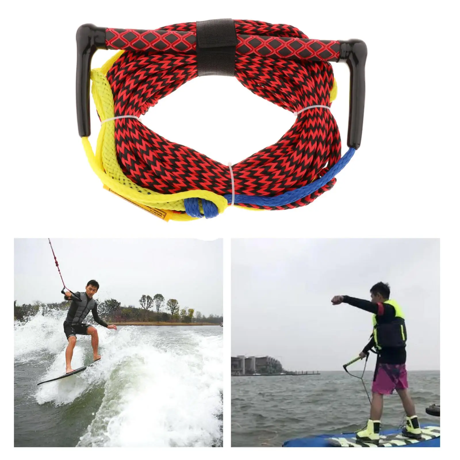 Water Ski Rope Knee Board Floating Surfing Rope with Handle Tow Tow Line