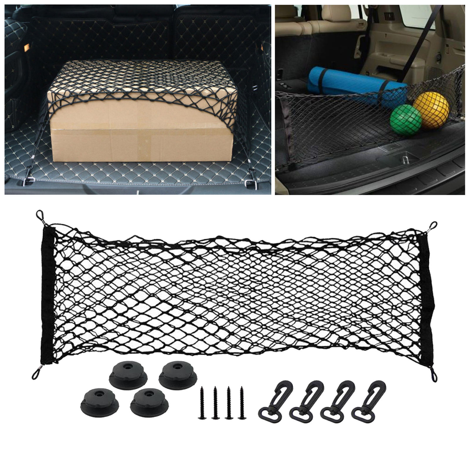 Double-layer Rear Trunk Mesh Stretchable Cargo Organizer Net Bag Storage Pocket, Envelope Style