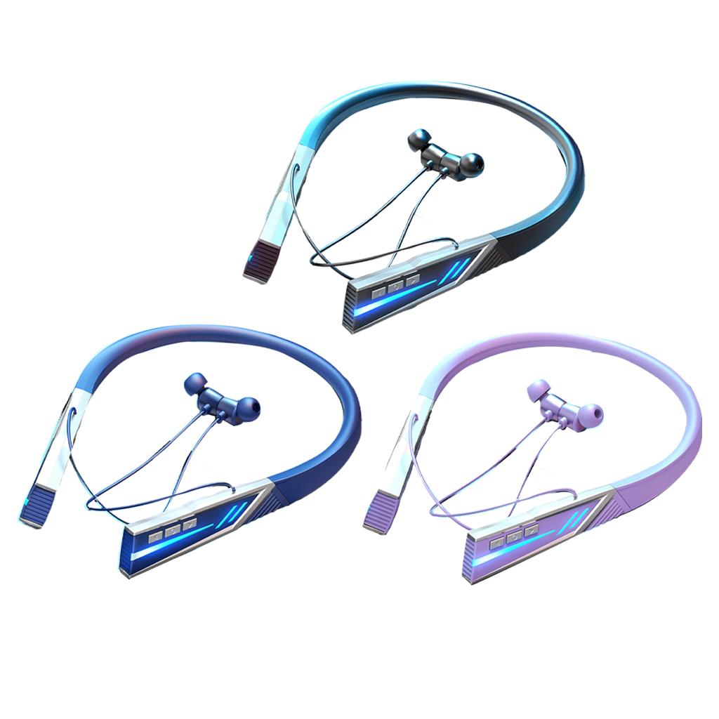 Hanging Neck Headphone Bluetooth 5.2 Built in Mic Voice Assistance Flexible to Wear 15M Transmission for Sports Outdoor Work