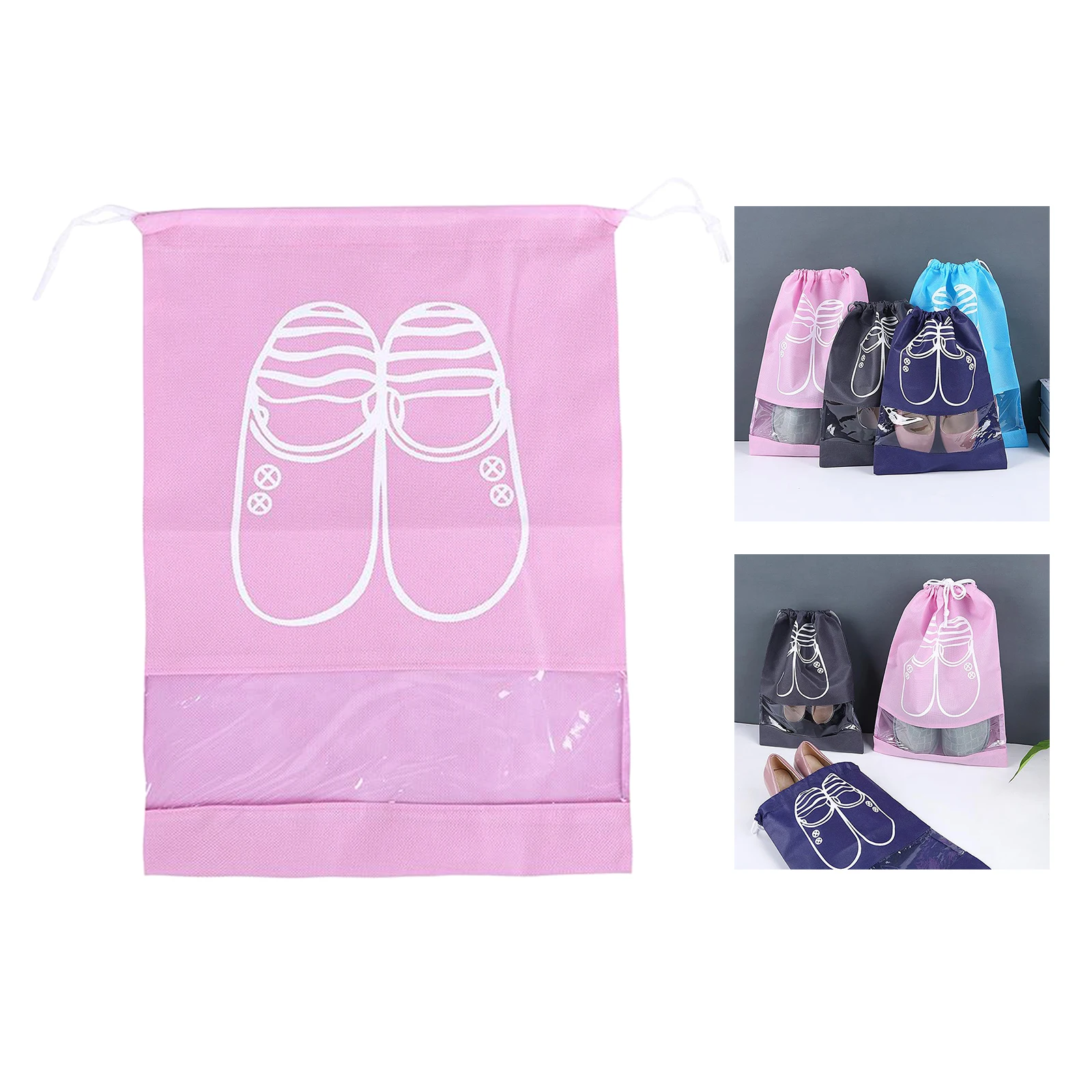 Dust-proof Thick Foldable Pouch,Portable Beam Drawstring Shoe Storage Bag,Travel Sundries Pouch