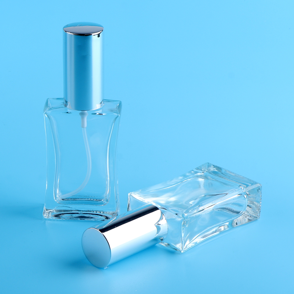 2PCS 50ml Clear Refillable Perfume Bottles, Portable Square Empty Glass Perfume