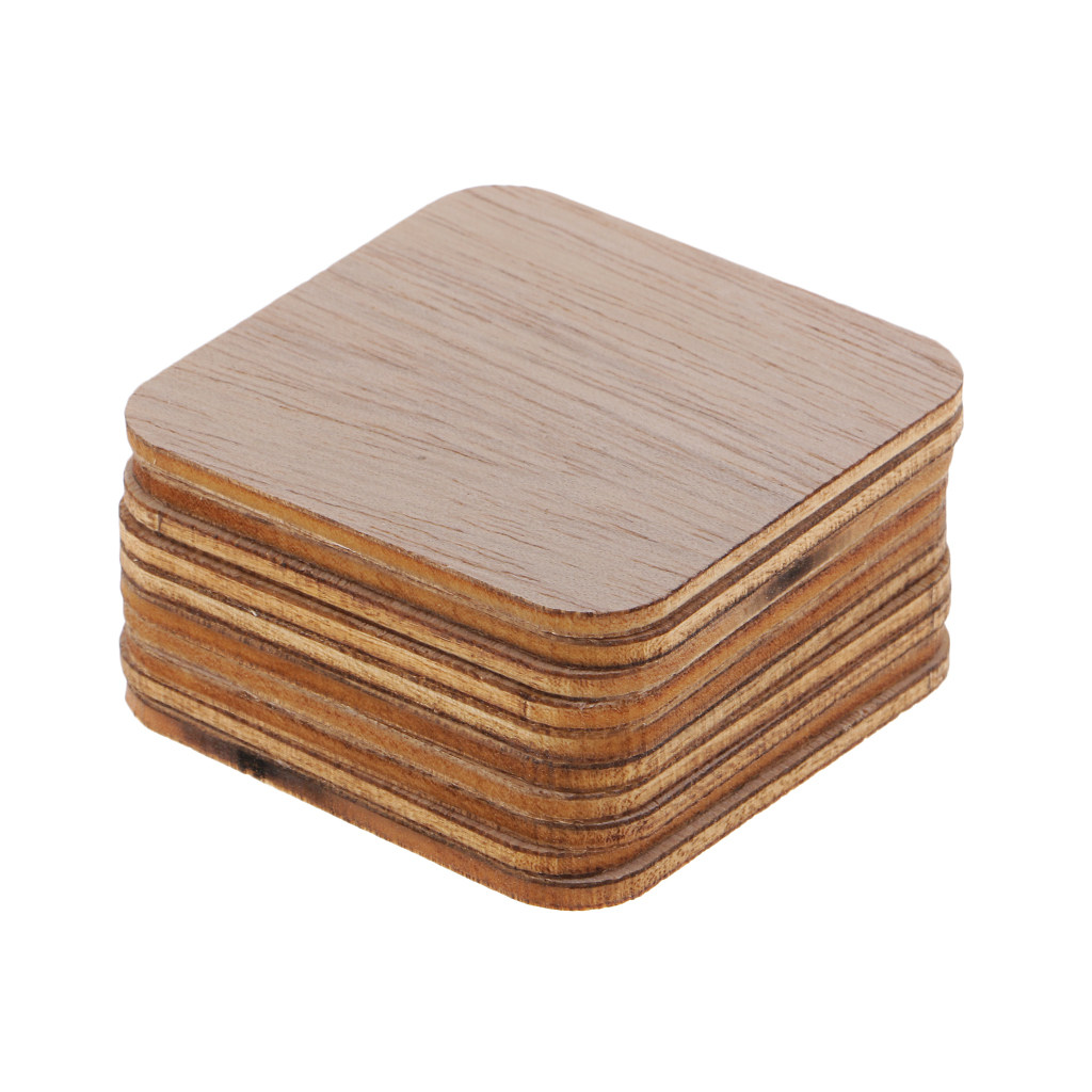 100pcs Square MDF Unfinished Wooden Pieces Blanks for DIY Craft Pyrography Art