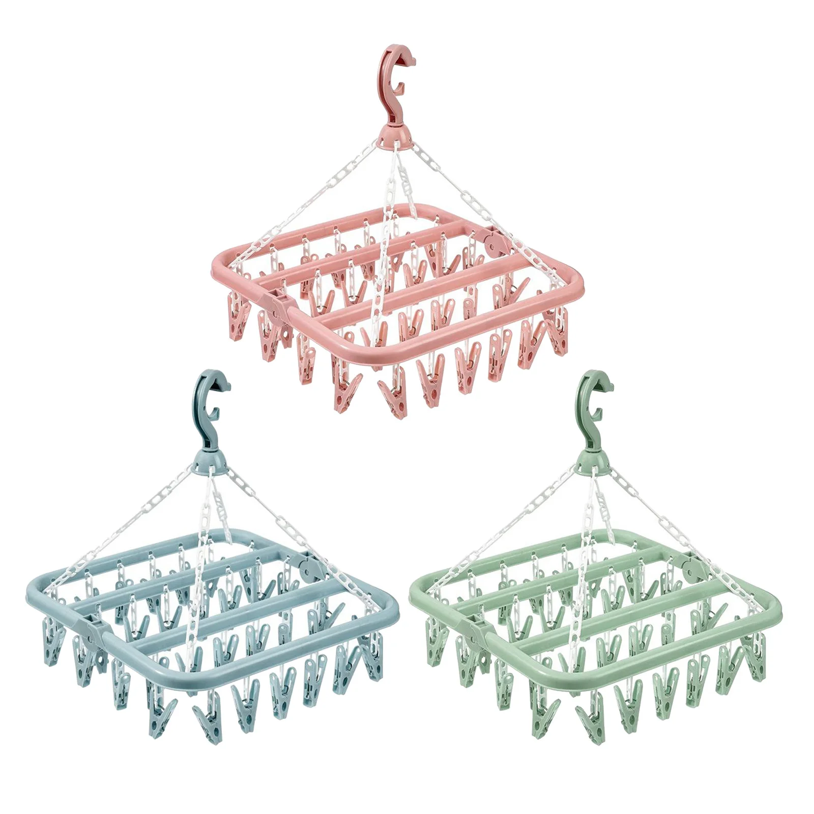 Clothes Drying Rack, 32 Clips Laundry Drying Rack Folding Sock Hanger, Clothes Hangers for Drying Towels, Bras, Baby Clothes