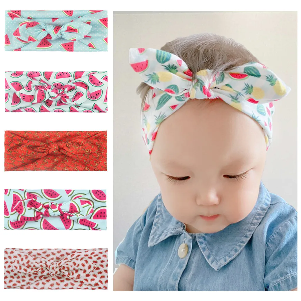2022 New cute baby accessories Kids Newborn Girls Baby Fruit Headband Hair Band Bow Accessories Headwears Hot sell haarband baby headband