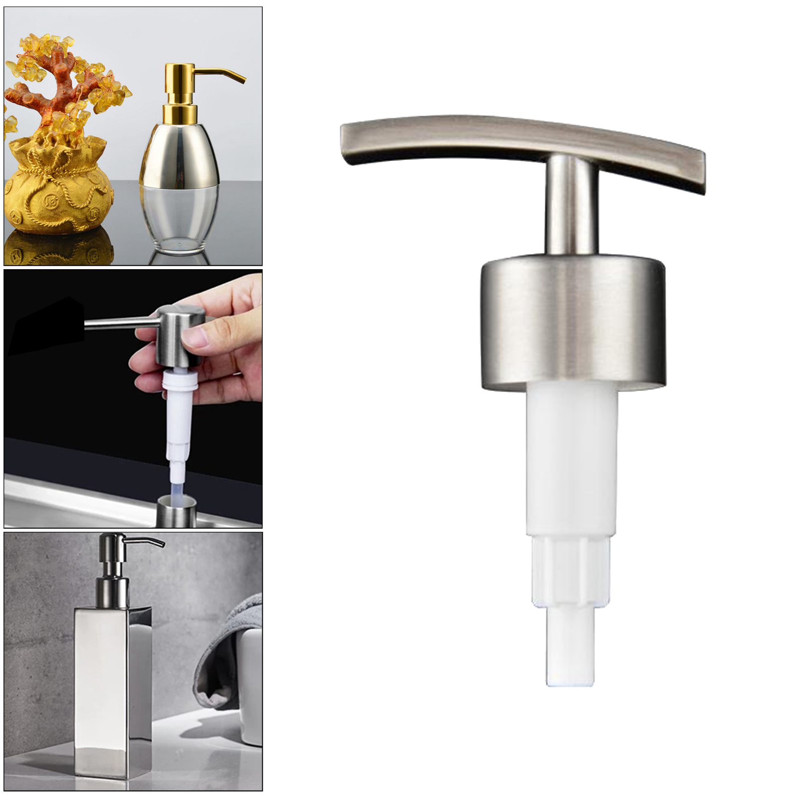 304 Rust Proof Stainless Steel Soap Dispenser Pump Replacement for Your Bottles Spare Parts