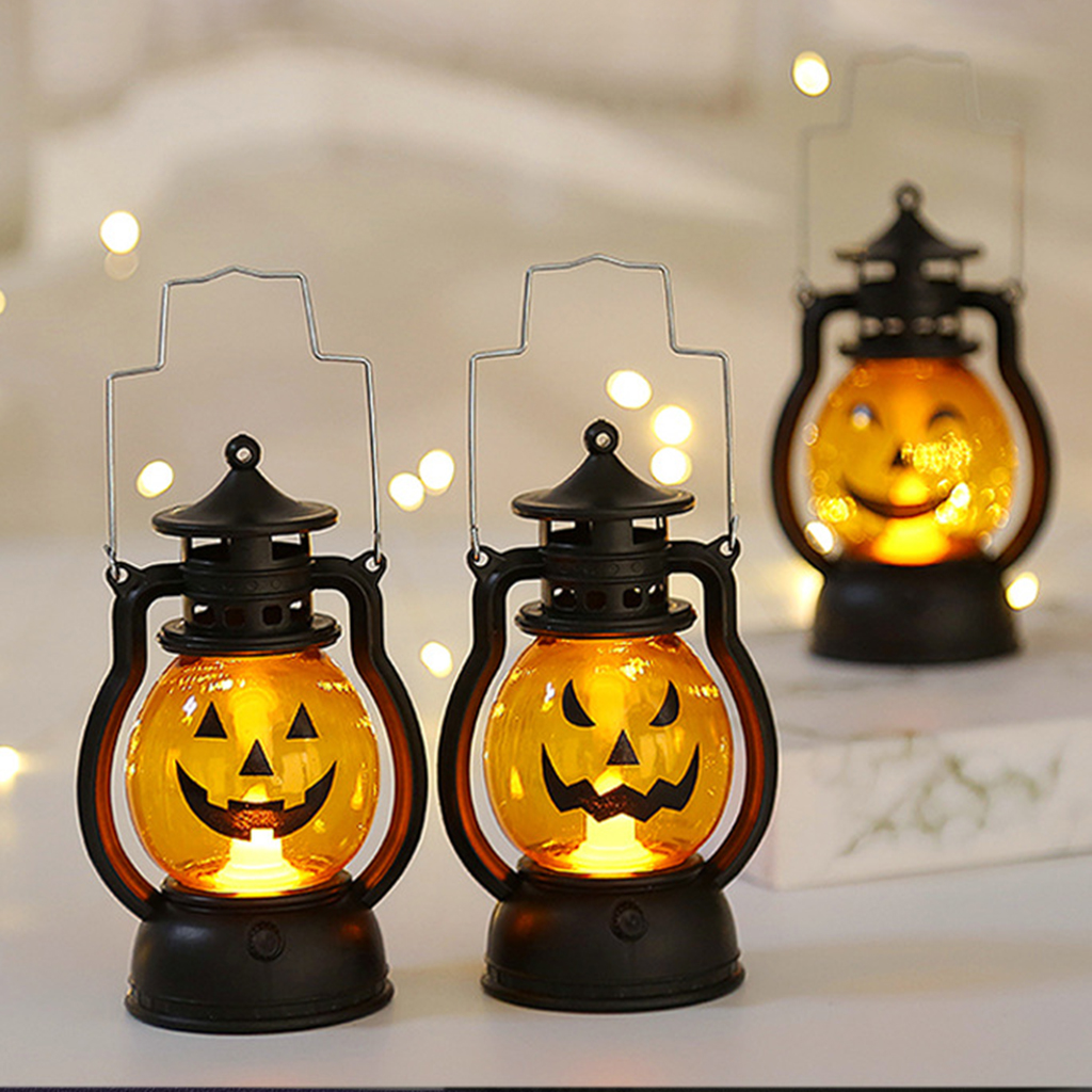 3x Halloween Decoration LED Pumpkin Battery Operated Lantern Light Lamp Decorations for Home Dining Room Bedroom Decor