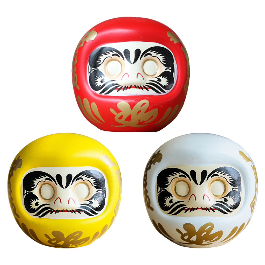Japanese Daruma Doll Sculpture Business churinga for Good Luck Lucky Charm Fengshui Craft for Bookshelf Desktop Bedroom Decor