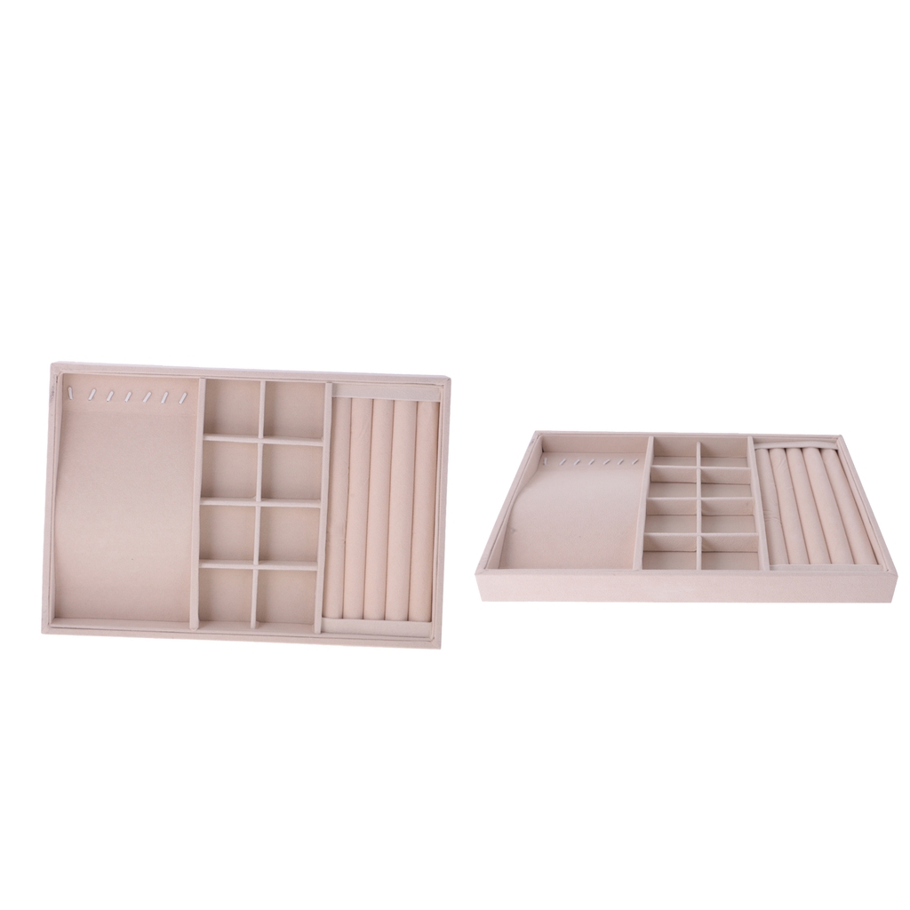 2 x Jewel Ring Earring Necklace Display Organizer Box Tray Storage Showcase