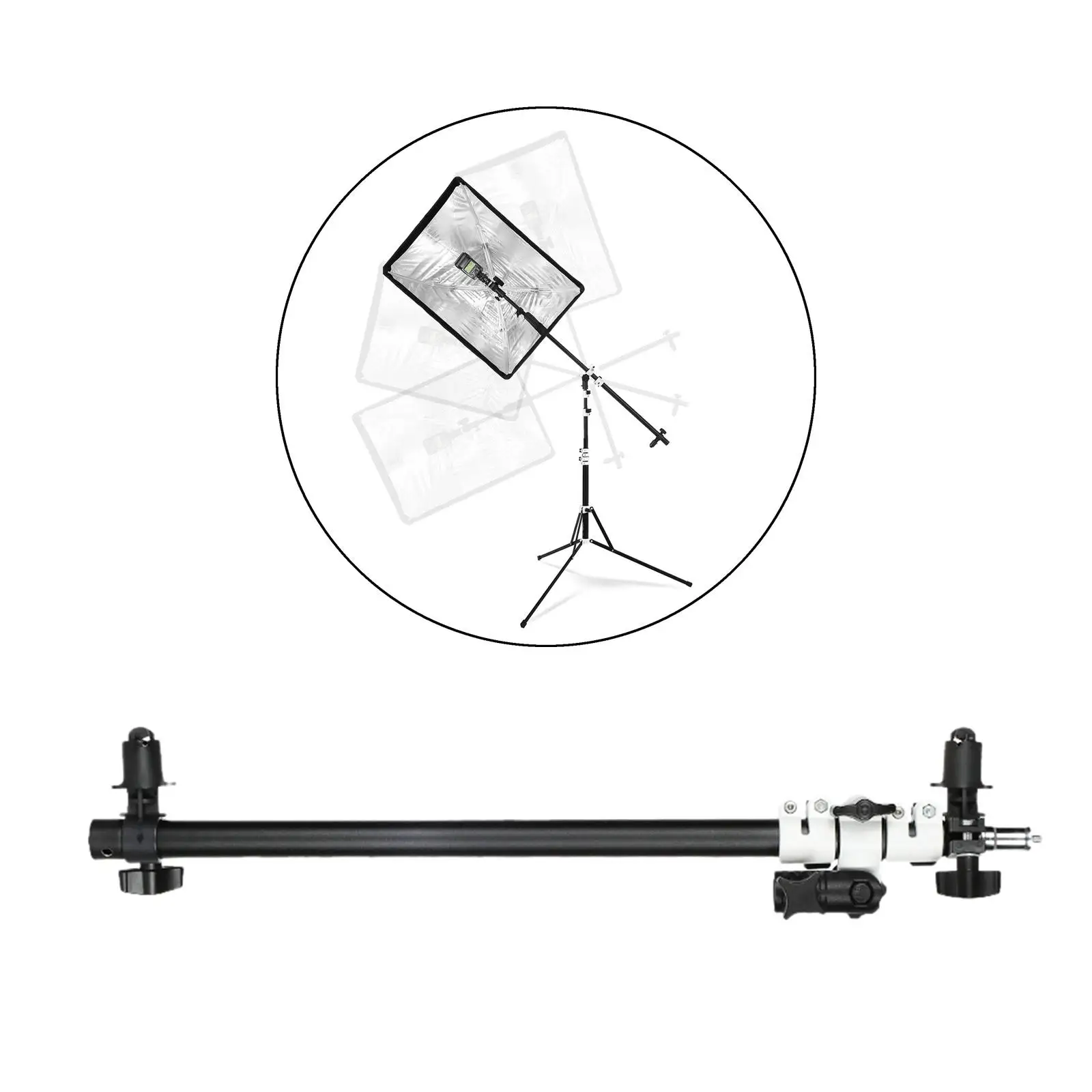 Holder Bracket Swivel Head Reflector Disc Arm Support with Telescopic Boom Arm Top Light for Speedlite Mini Flash Strobe