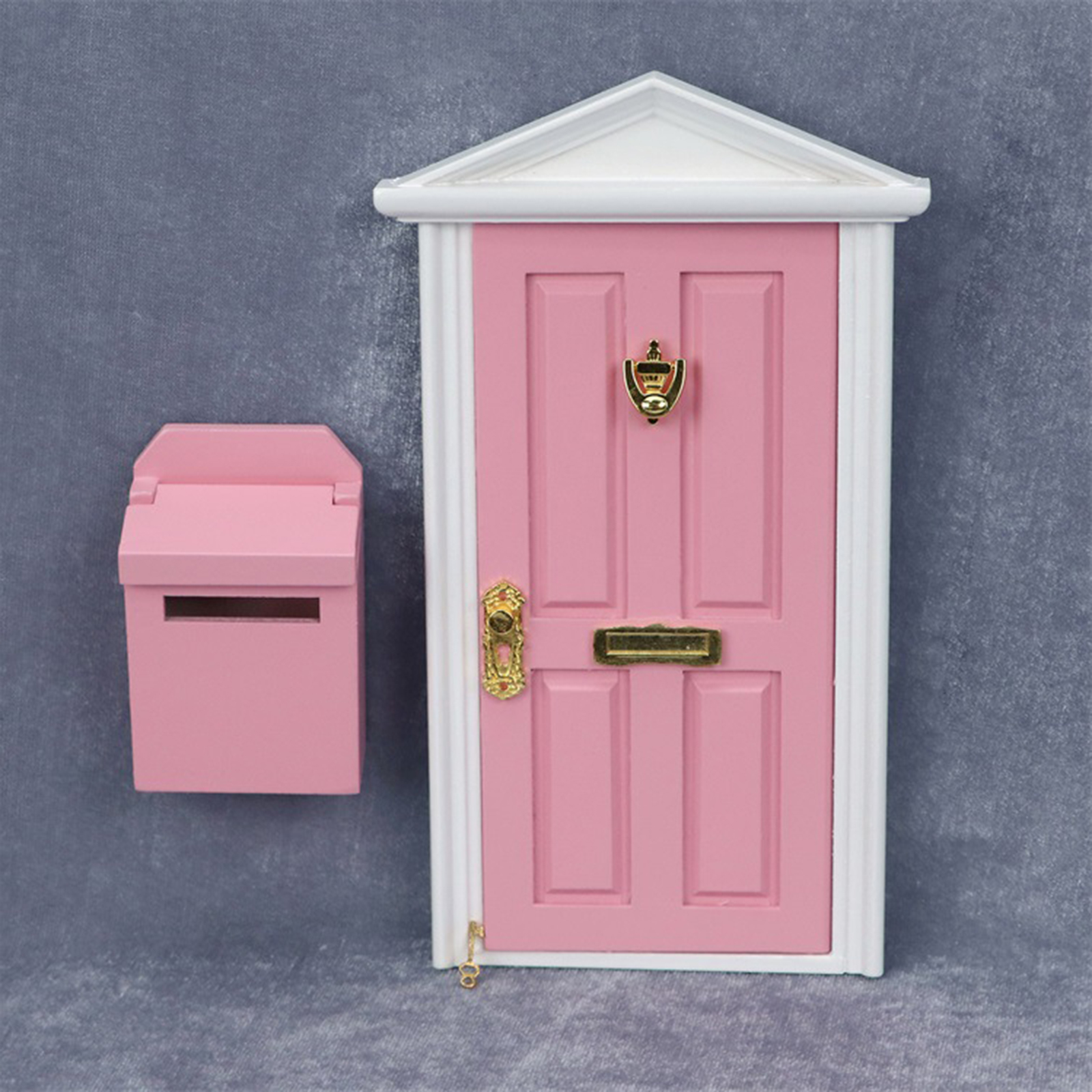 1pc DIY 1:12 Dollhouse Miniature Steepletop Door with Hardware Mailbox Doll Decor Life Scene Accessories Kids Toys Gift Age 3-8