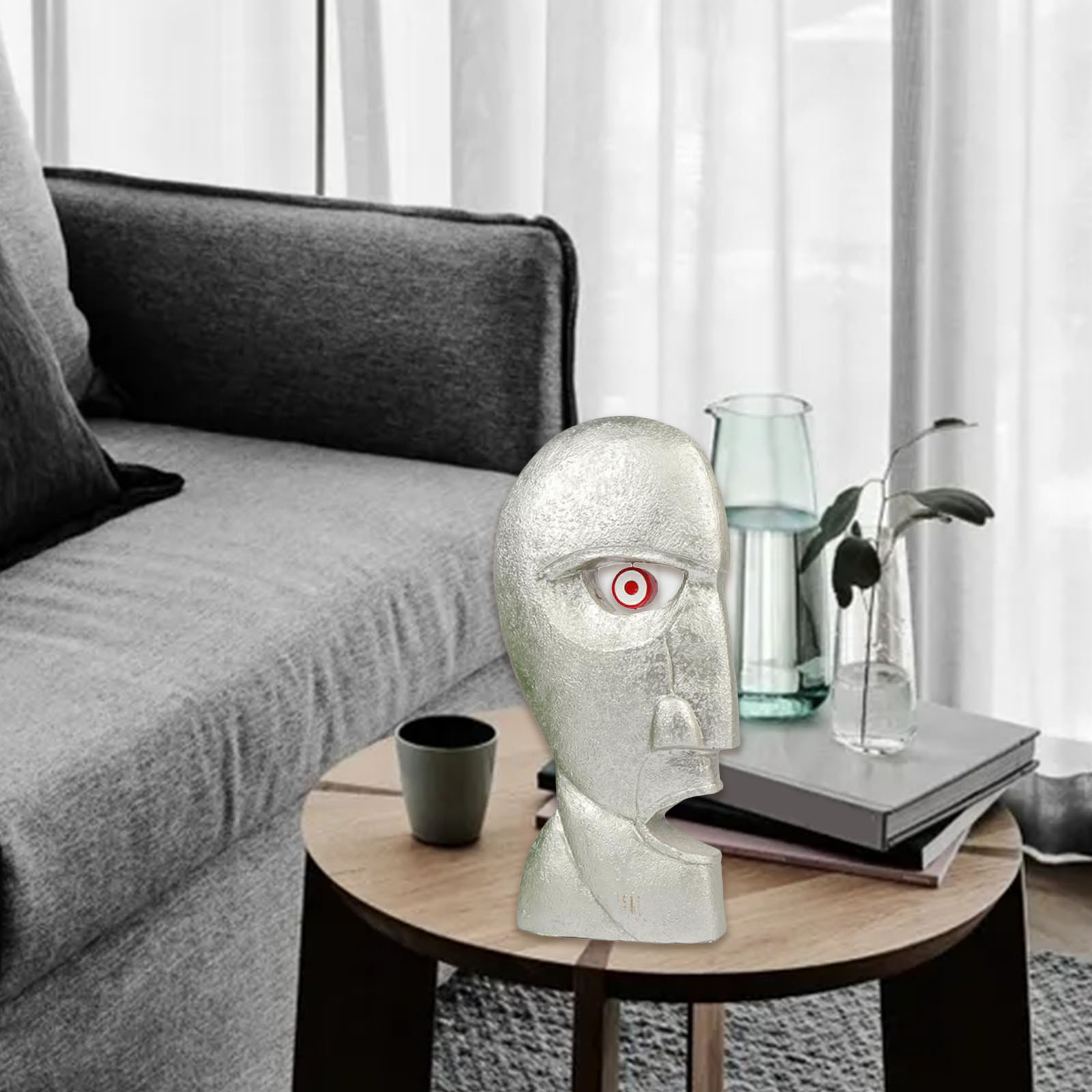 Creative Human Face Statue Abstract Double-Sided Face Sculpture for Home Living Room Bed Room Decor