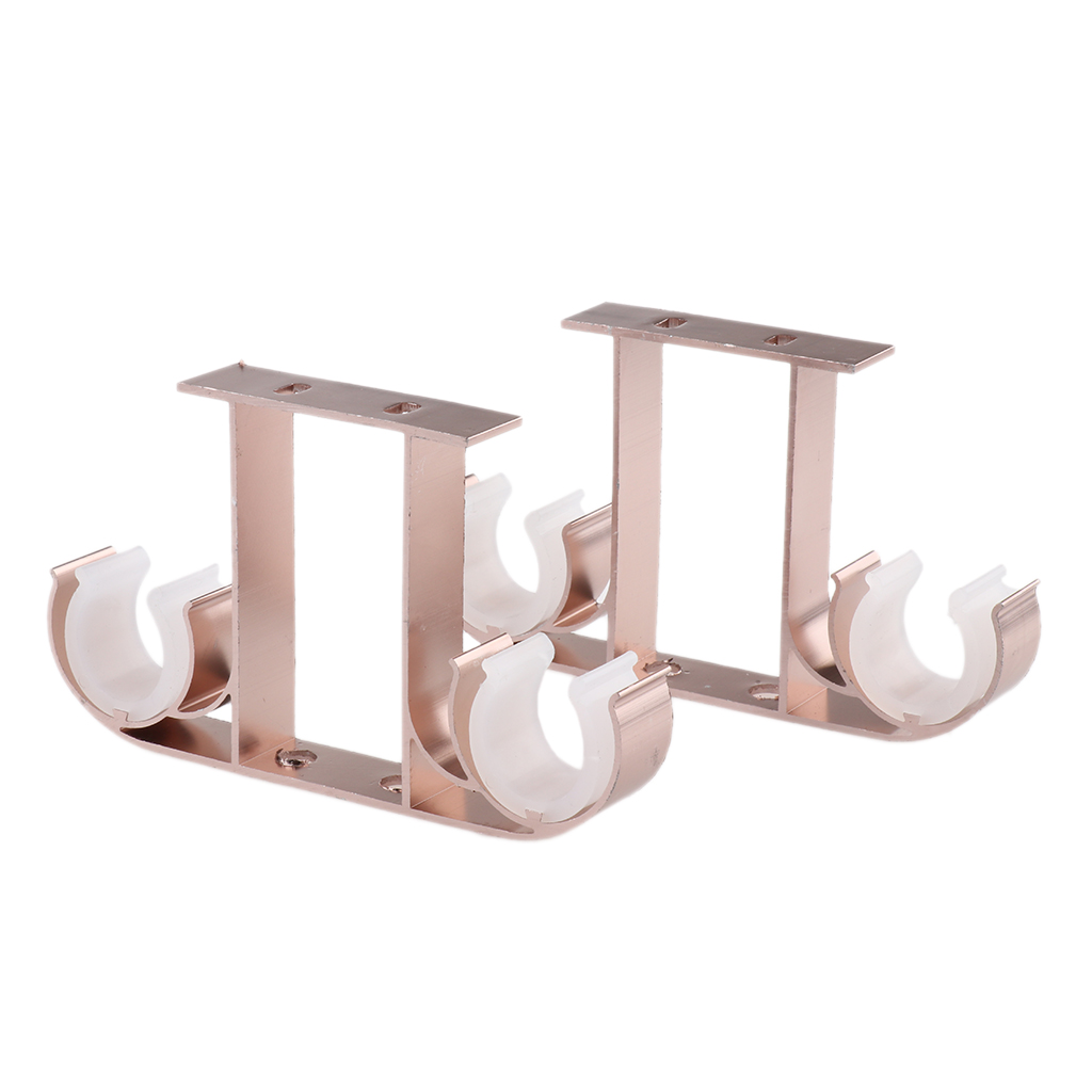 2Pcs Heavy Duty Window Curtain Rod Pole Wall Mount Brackets Hook Holder Curtain Clip Accessories