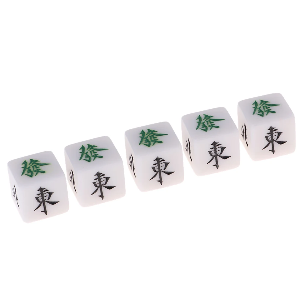 Board Game Mahjong Accessories Set of 5 Acrylic Dices Entertainment Games Dice for Family and Casino Table Games