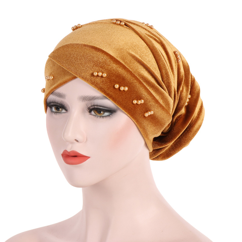 inverno plissado gorro muçulmano veludo interior hijabs caps beading headwrap capa de cabeça islâmica cachecol chapéu esfrega turbantes para mulher