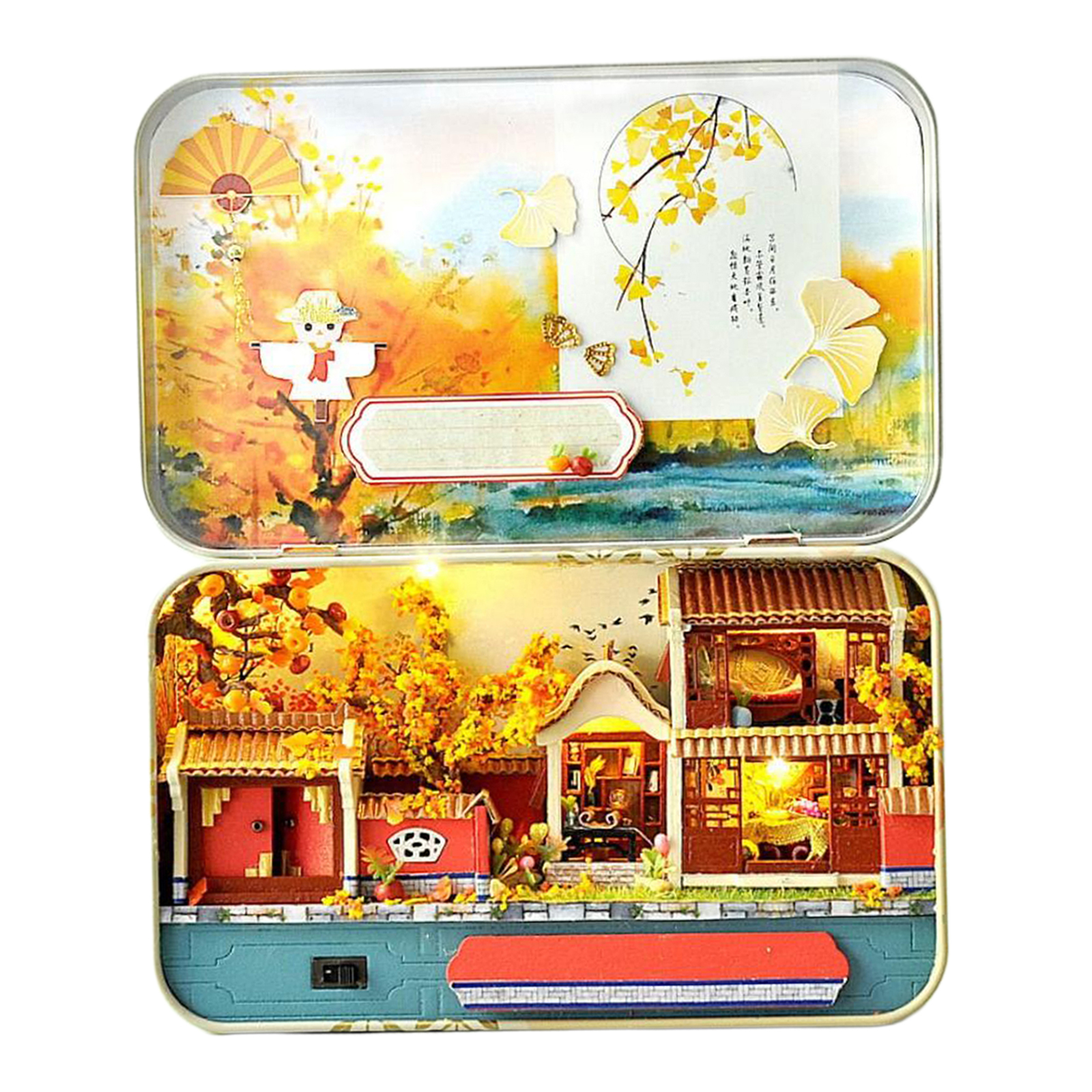 DIY Theatre Dollhouse Creative Autumn Maple Cottage Puzzles Kit Box Gift