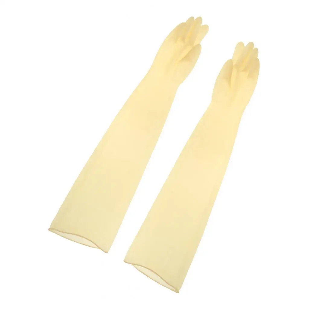 1pair 75cm Industrial Lab Solvent Chemical Resistant Latex Work Glove Yellow