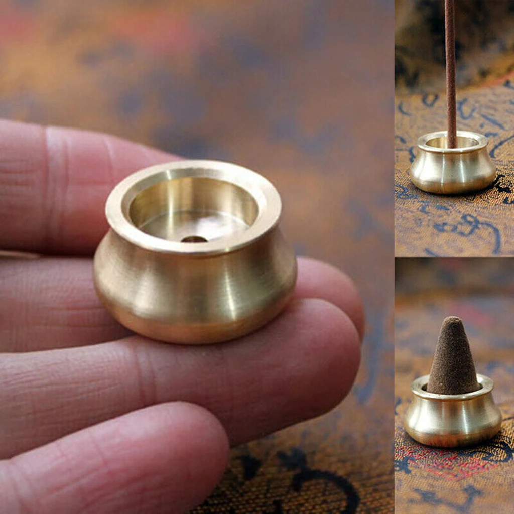 Lightweight Brass Incense Cone Burner Bowl Stick Censer Holder for Yoga Spa