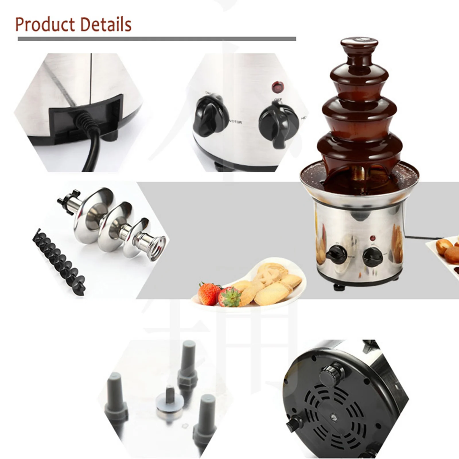 Electric Chocolate Fondue Fountain DIY Waterfall For BBQ Sauce Liqueurs