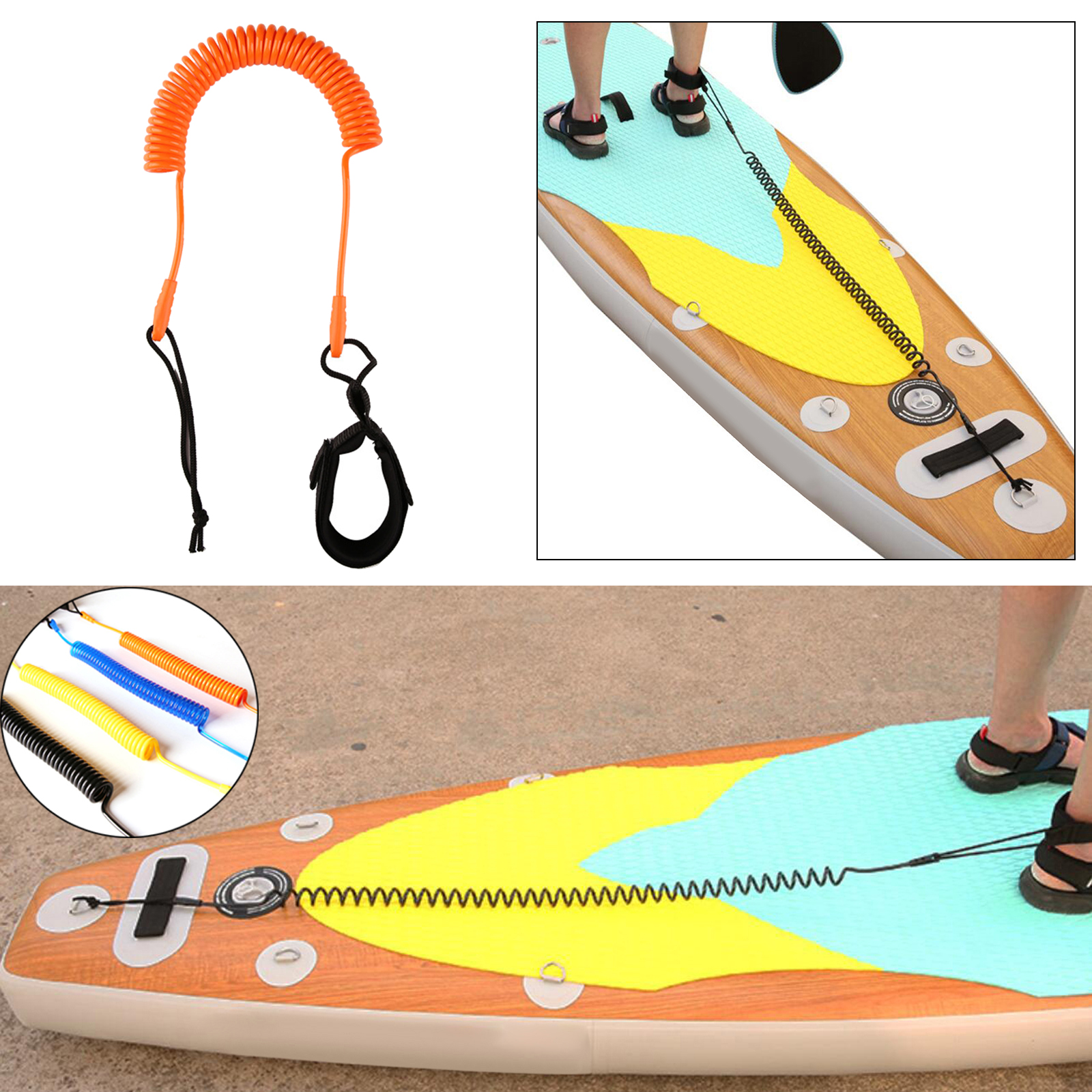 Surf  10 Feet Ankle Leash Surfing Elastic Coiled Stand UP Paddle Board Leg Rope Surfboard Ankle Leash for